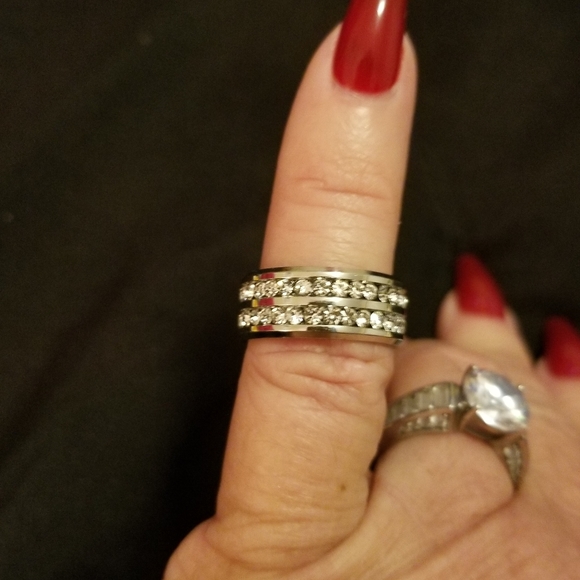 Women's Stainless Steel Wedding Band - Picture 2 of 3